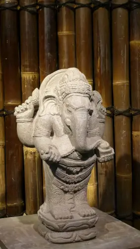 Product image of the product “Standing Ganesha, 60 cm height, riverstone, stonemasony ”